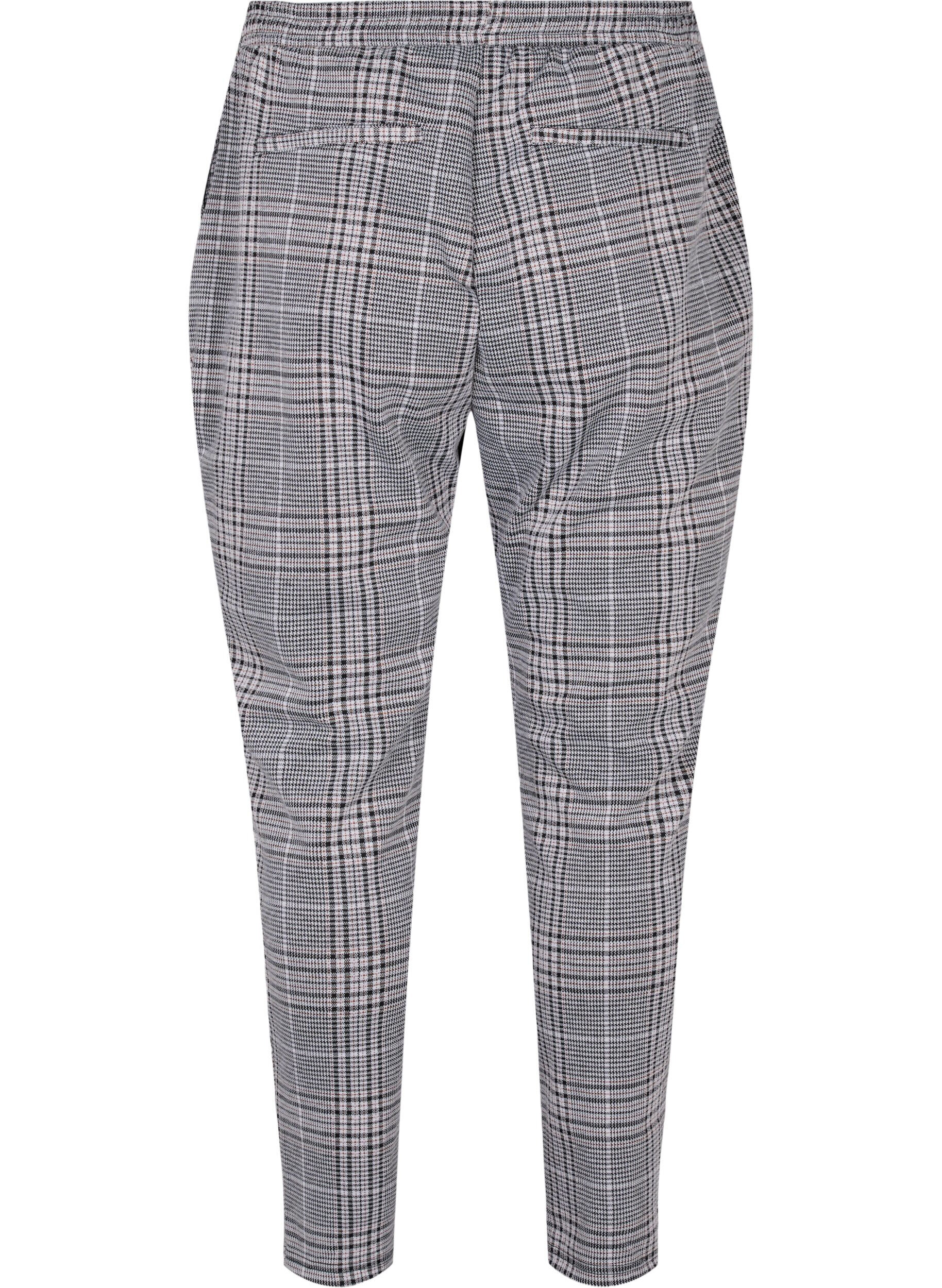 ZizziCropped Maddison broek met geruit motief, Black Check, Packshot image number 1