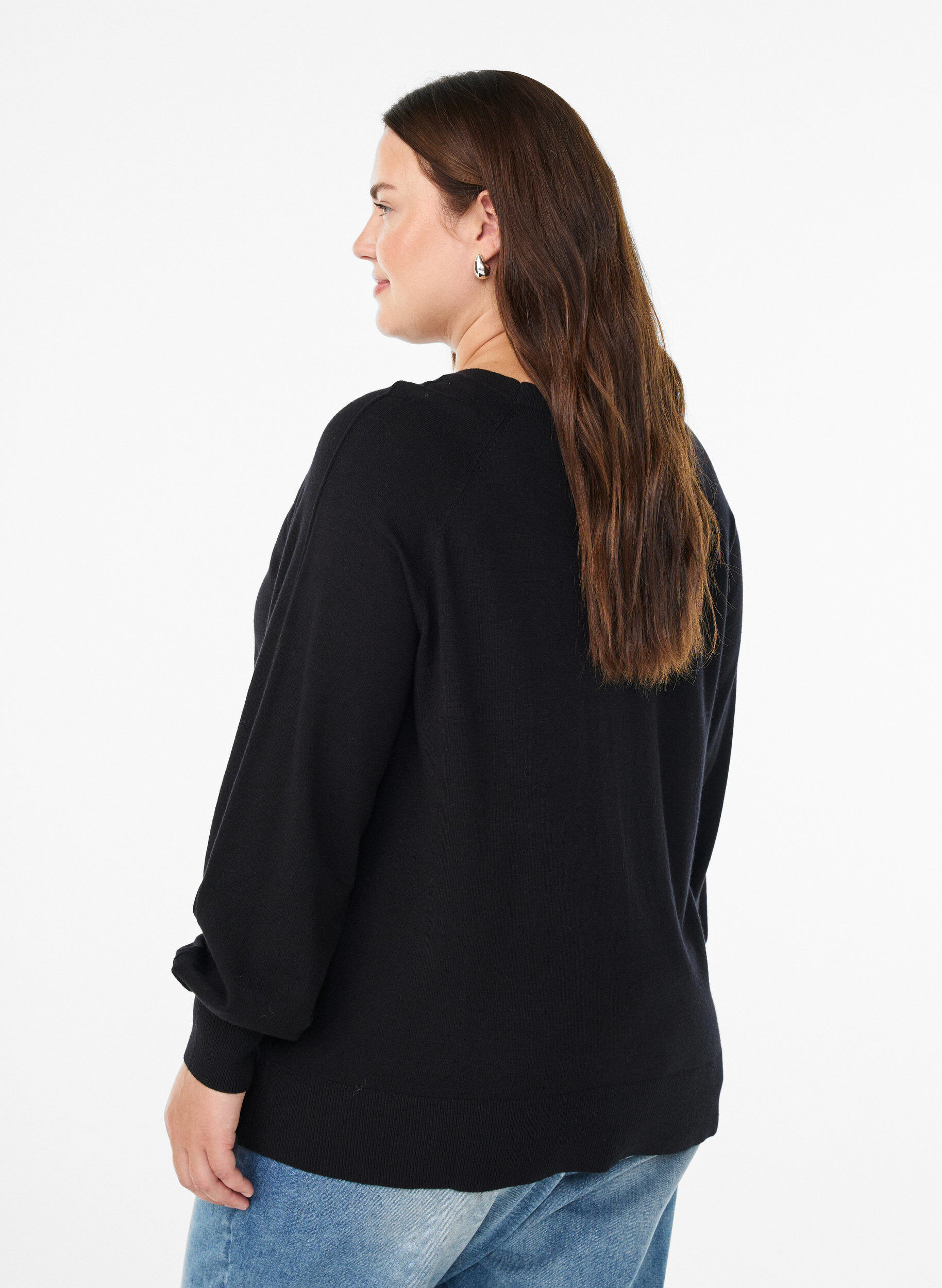ZizziBreisel blouse met middennaad en raglan mouwen, Zwart, Model image number 2