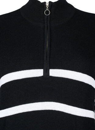 Robe en tricot rayée avec fermeture éclair, Black w.Cloud Dancer, Packshot image number 2
