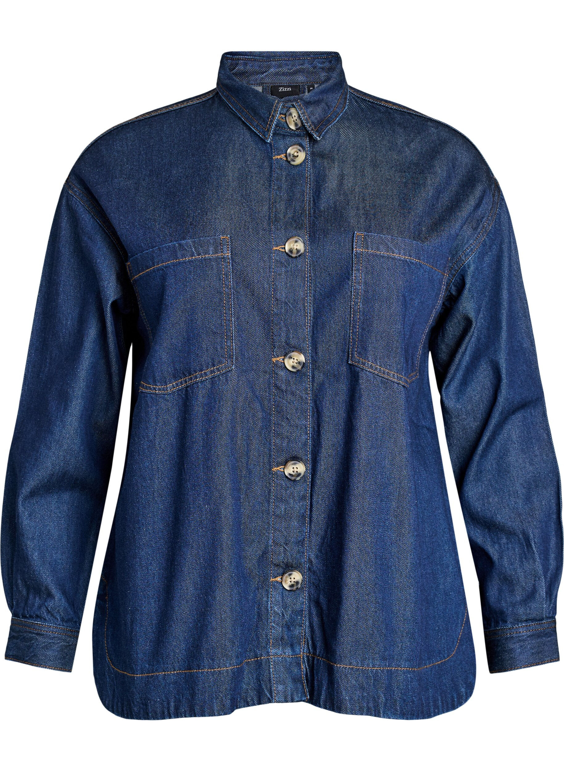 Losse denimshirt met zakken op de borst