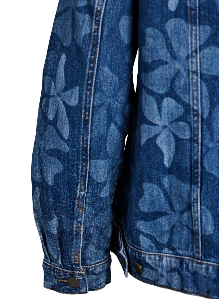 Denimjack met bloemenpatroon, Blauw, Packshot image number 3