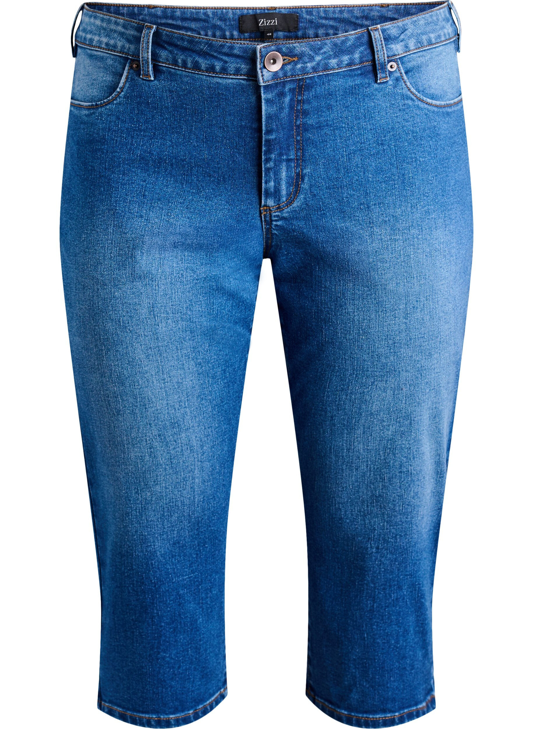 ZizziEmily slim fit denim capribroek, Blauw, Packshot image number 0