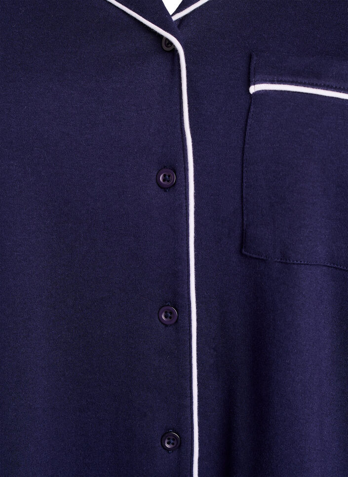 Katoenen pyjamashirt met borstzak, Blauw, Packshot image number 2