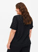 Blouse met korte mouwen en gaatjespatroon, Black, Model image number 1