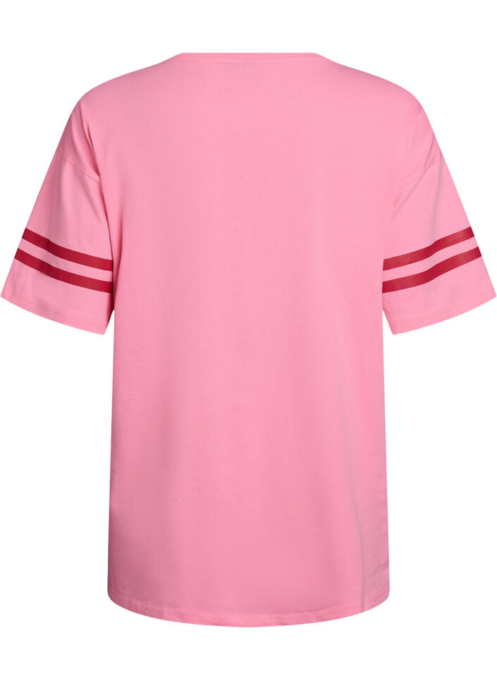 T-shirt coll&egrave;ge oversize et sportif, Rose, Packshot image number 1