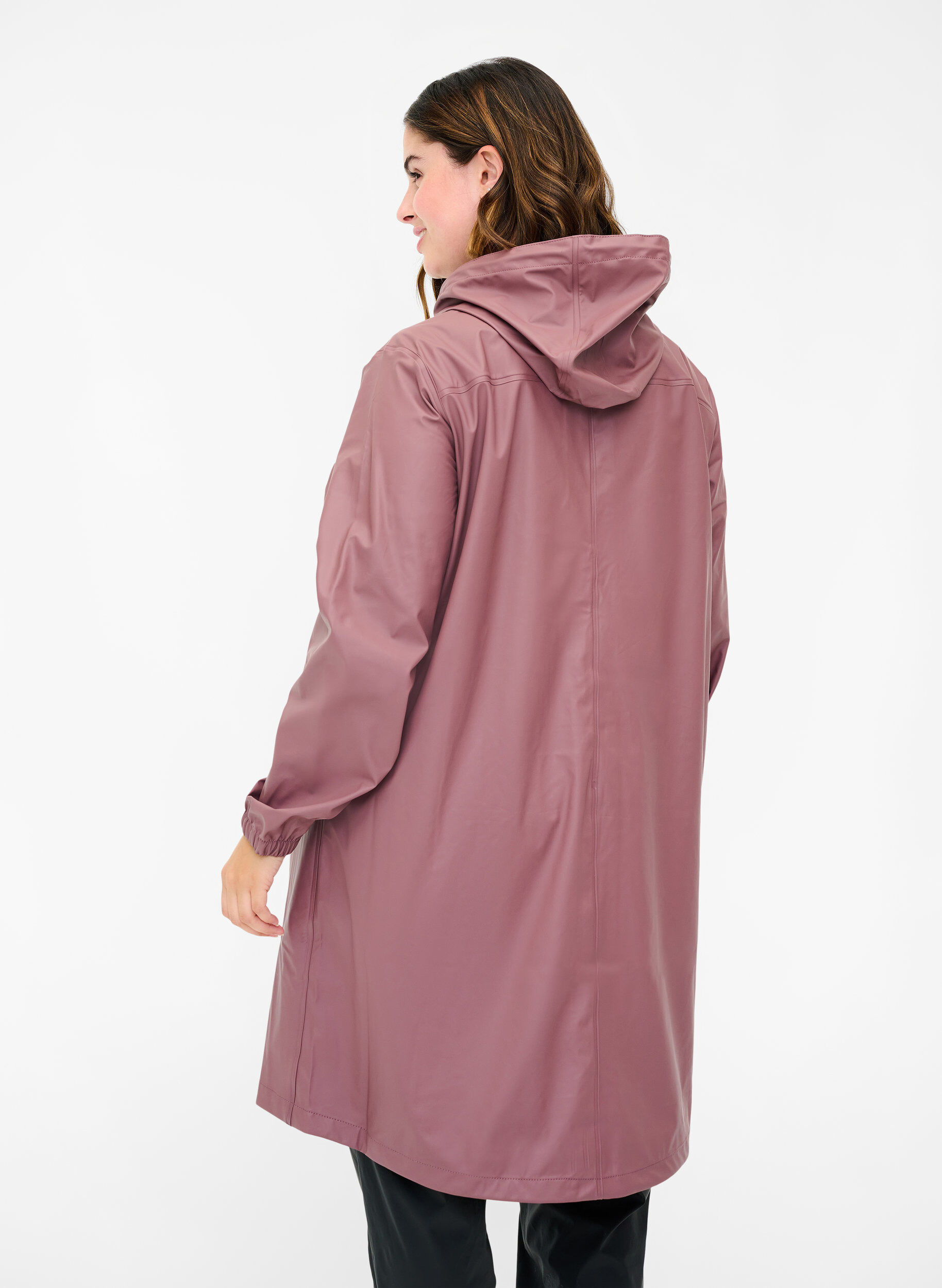 Zizzi Veste de pluie avec capuche et fermeture boutonn&eacute;e, Rose Taupe, Model image number 1