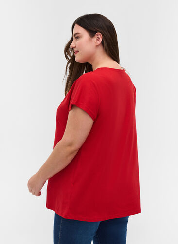 T-shirt en mélange coton, Tango Red, Model image number 1