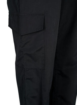Cropped cargobroek met verstelbare elastiek, Black, Packshot image number 3