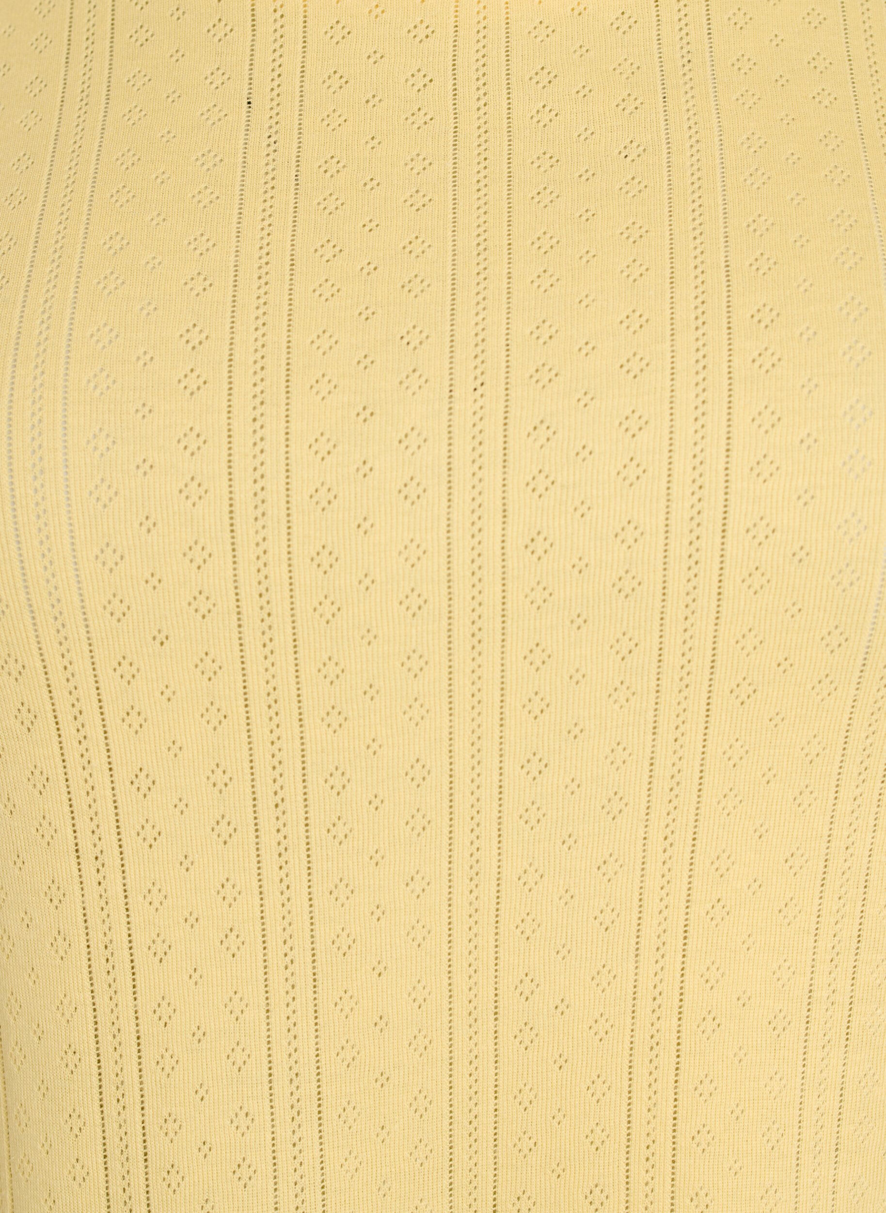 Zizzi T-shirt en coton avec broderie ajour&eacute;e, Jaune clair, Packshot image number 2