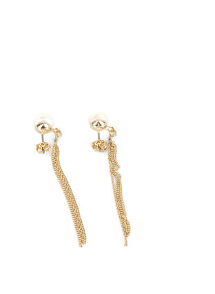 Boucles d'oreilles en perles avec chaîne, Gold, Packshot image number 1