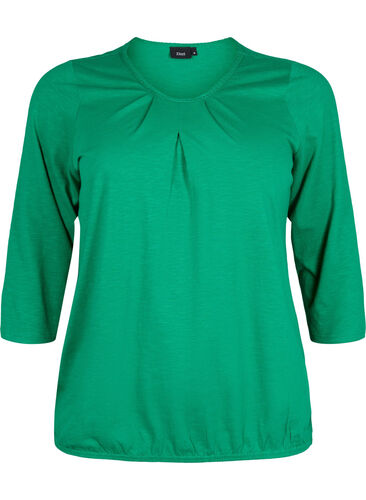 Katoenen blouse met 3/4 mouwen, Jolly Green, Packshot image number 0