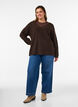 Blouse en maille avec col en V et manches raglan, Marron, Model image number 1