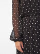 Robe en mousseline &agrave; pois et manches longues, Marron, Model image number 2