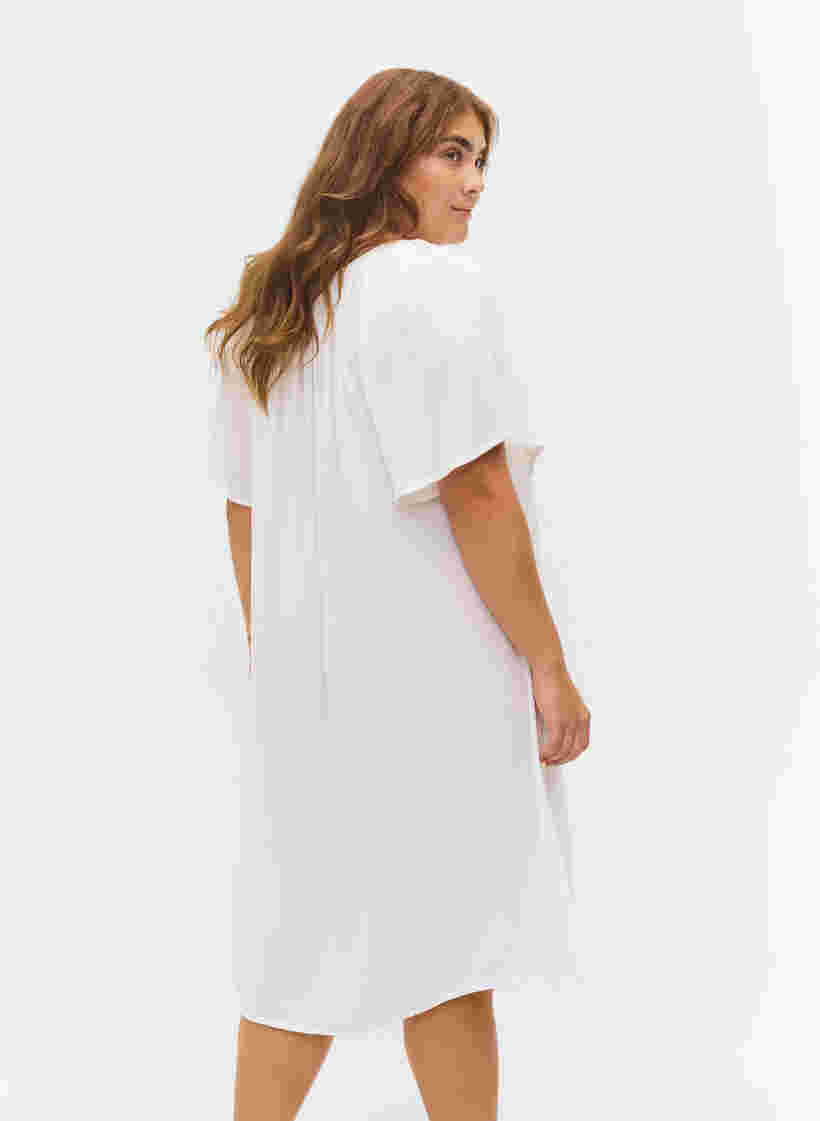 Viscose jurk met korte mouwen, Bright White, Model image number 1