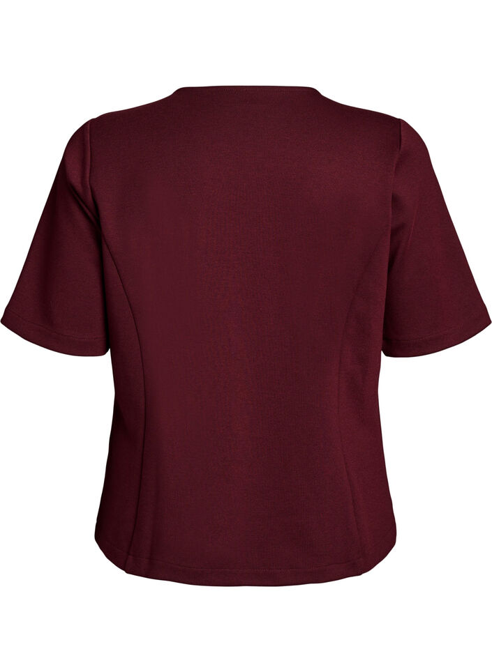 Blouse met asymmetrisch wikkeleffect en korte mouwen, Rood, Packshot image number 1