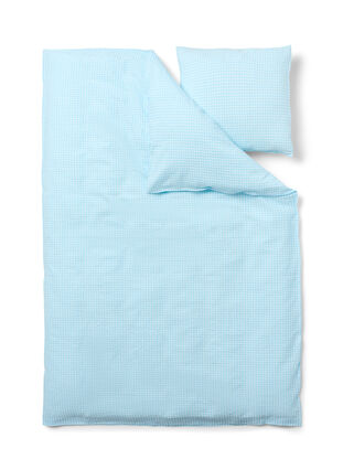 Parure de lit en coton à carreaux, Blue/White Check, Packshot image number 1