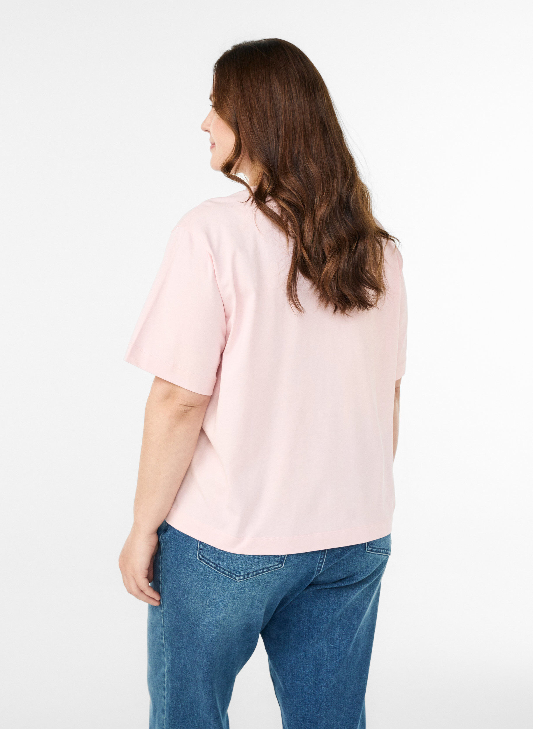 Zizzi T-shirt boxy en coton, Rose, Model image number 2