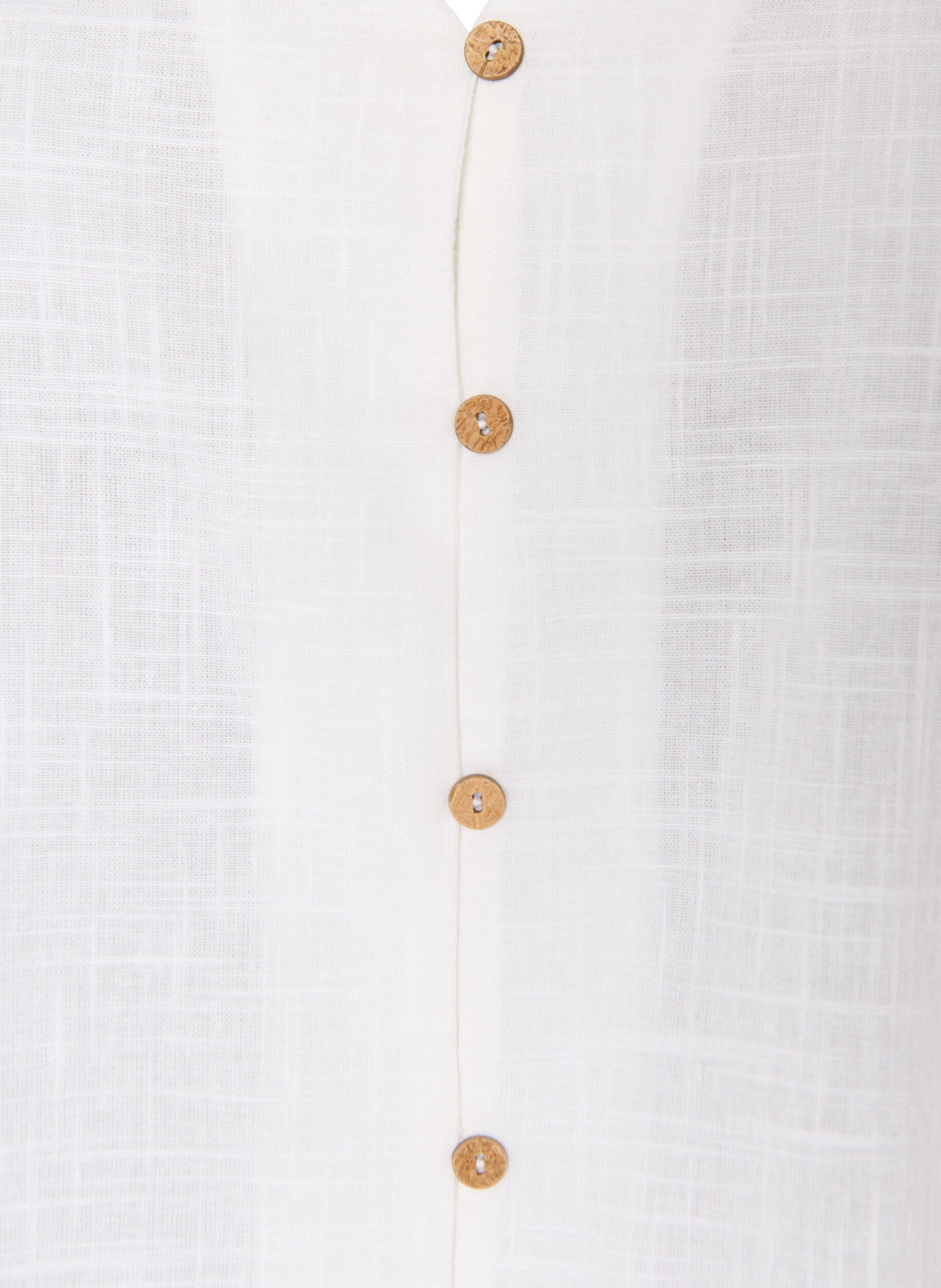 ZizziChemise en coton &agrave; manches courtes avec col V, Blanc, Packshot image number 2