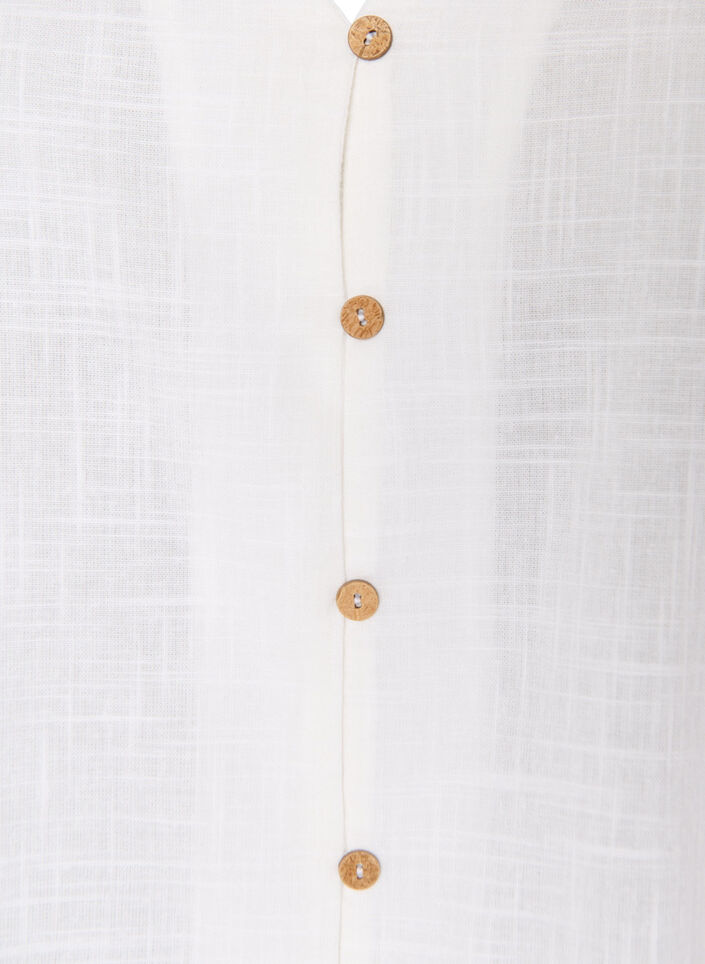 Chemise en coton &agrave; manches courtes avec col V, Blanc, Packshot image number 2
