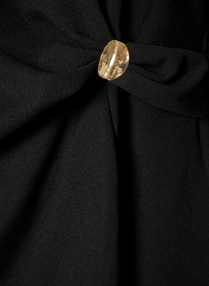 Blouse met asymmetrische drapering en 3/4-mouwen, Zwart, Packshot image number 3