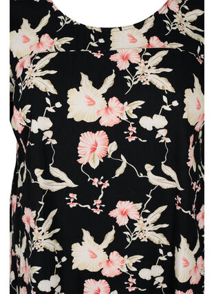 Katoenen jurk met korte mouwen en print, Black Rose Flowers, Packshot image number 2