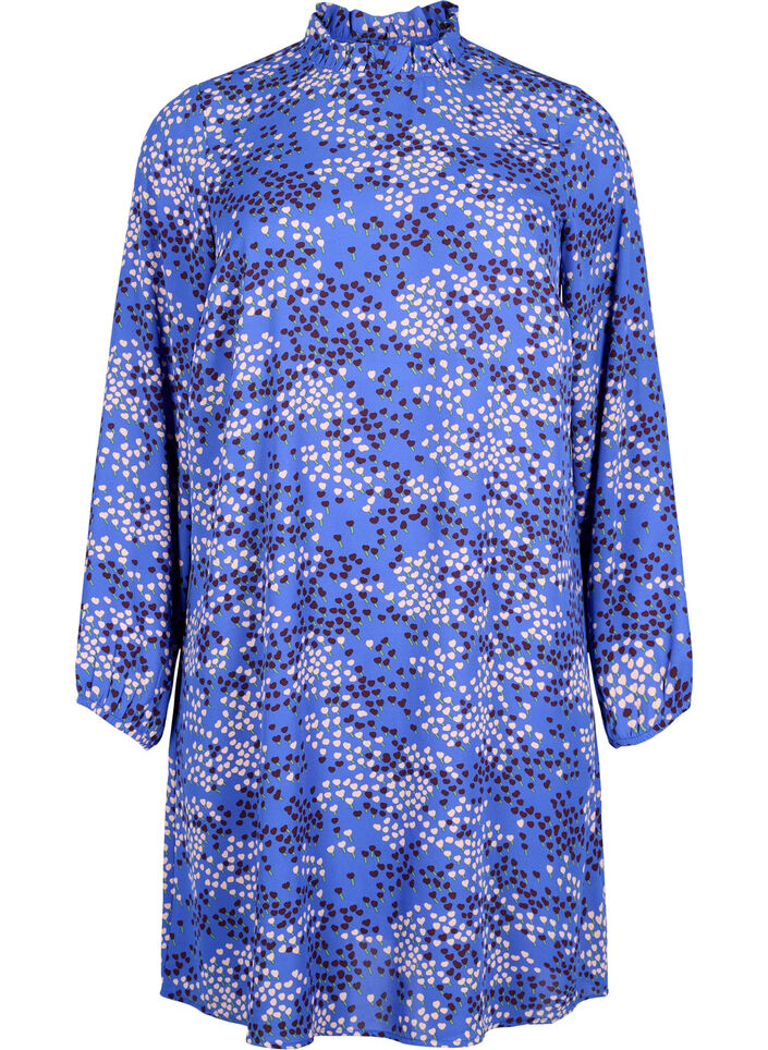 FLASH - Jurk met lange mouwen en print, Dazzling Blue AOP, Packshot image number 0