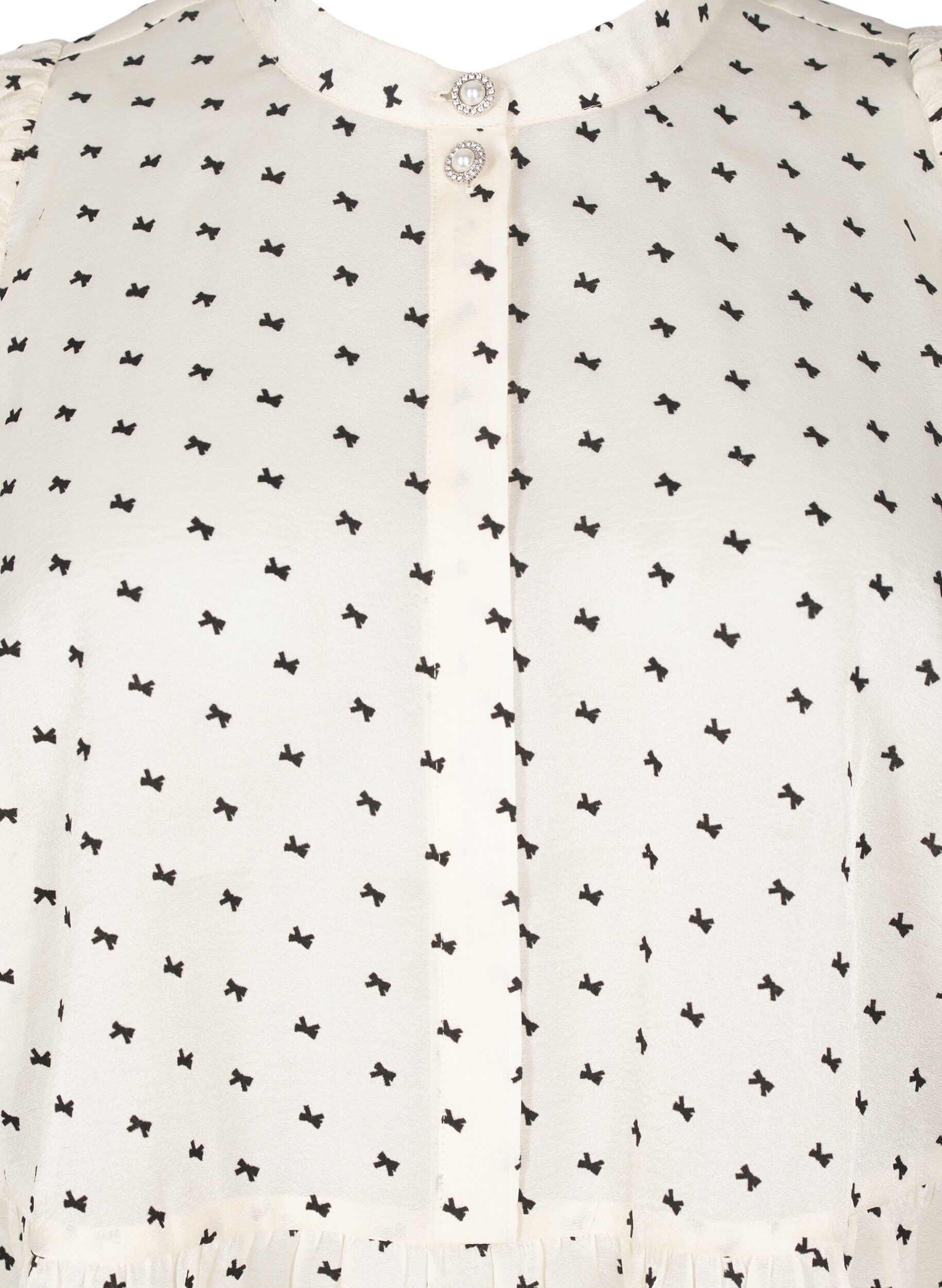 ZizziBlouse met peplum en strikjes, Ecru w Bow, Packshot image number 2