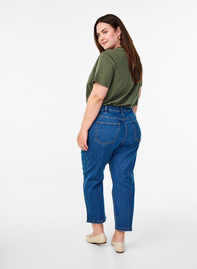 Vera jeans cropped &agrave; coupe droite, Bleu, Model image number 1