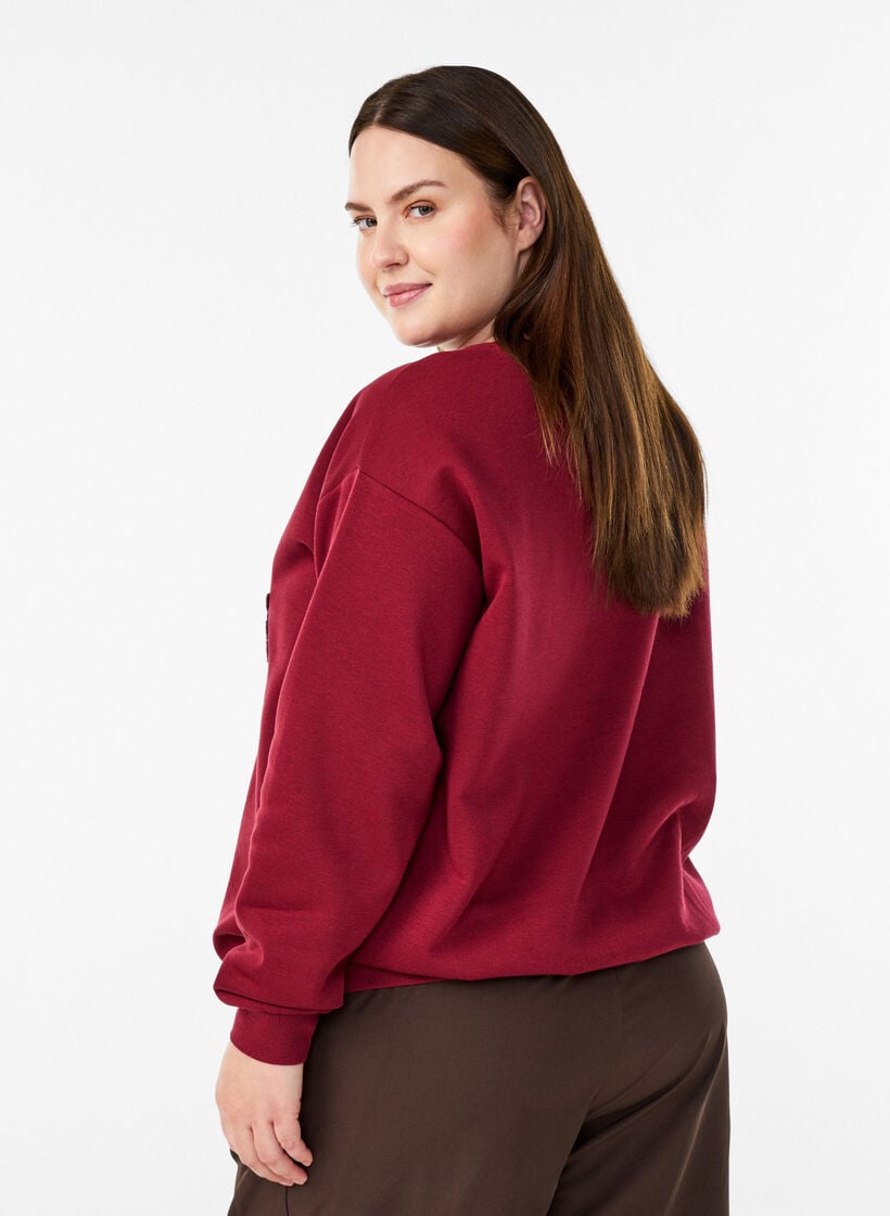 Sweatshirt met motief aan de voorkant, Donker Bordeaux, Model image number 2