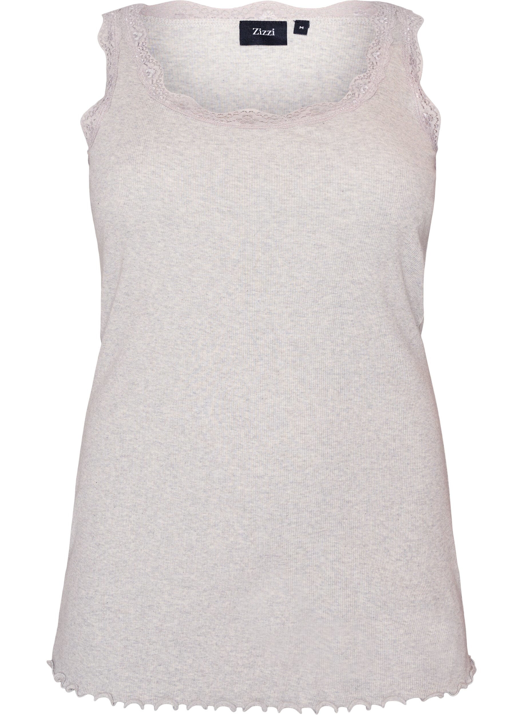 ZizziTop c&ocirc;tel&eacute; avec dentelle, Gris clair, Packshot image number 0