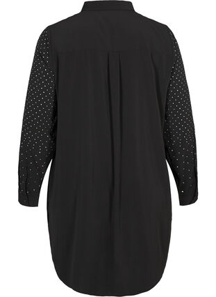 Lange blouse met naden, Black, Packshot image number 1
