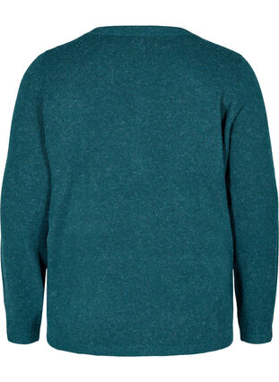 Cardigan court en tricot mélangée avec fermeture boutonnée, Reflecting Pond Mel., Packshot image number 1