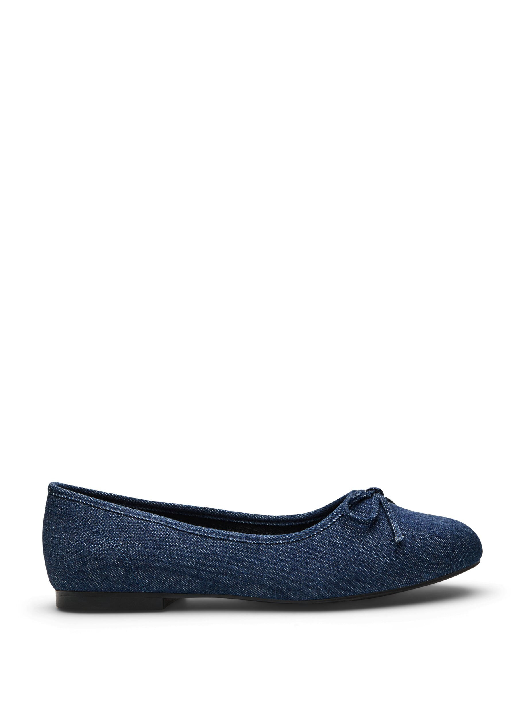 Wide fit - Denim ballerina met strik