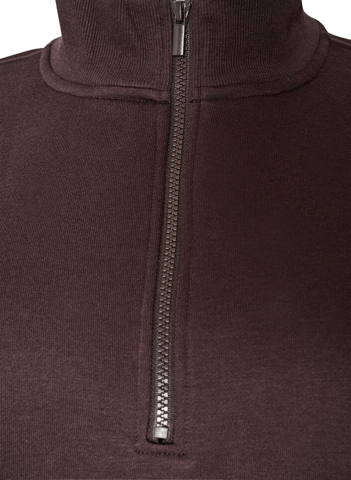 Sweatshirtjurk met hoge ribkraag en rits, Bruin, Packshot image number 2