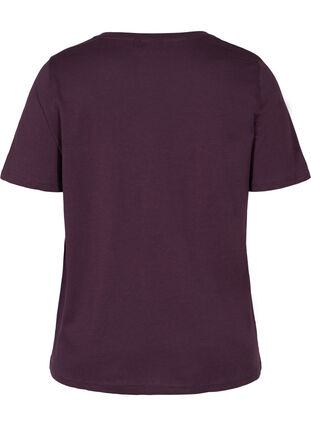 T-shirt en coton bio à col V, Plum Perfect, Packshot image number 1