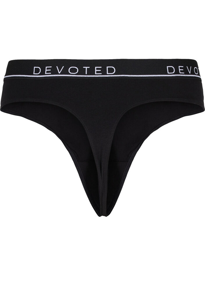 Katoenen G-string met normale taille, Zwart, Packshot image number 1