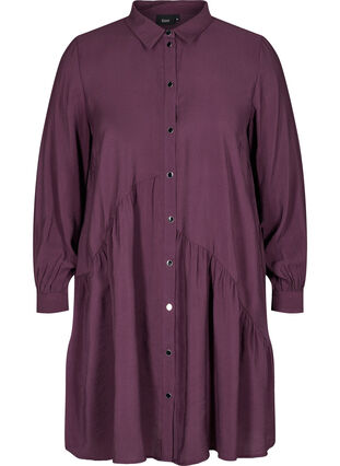 Robe chemise trapèze unie, Plum Perfect, Packshot image number 0
