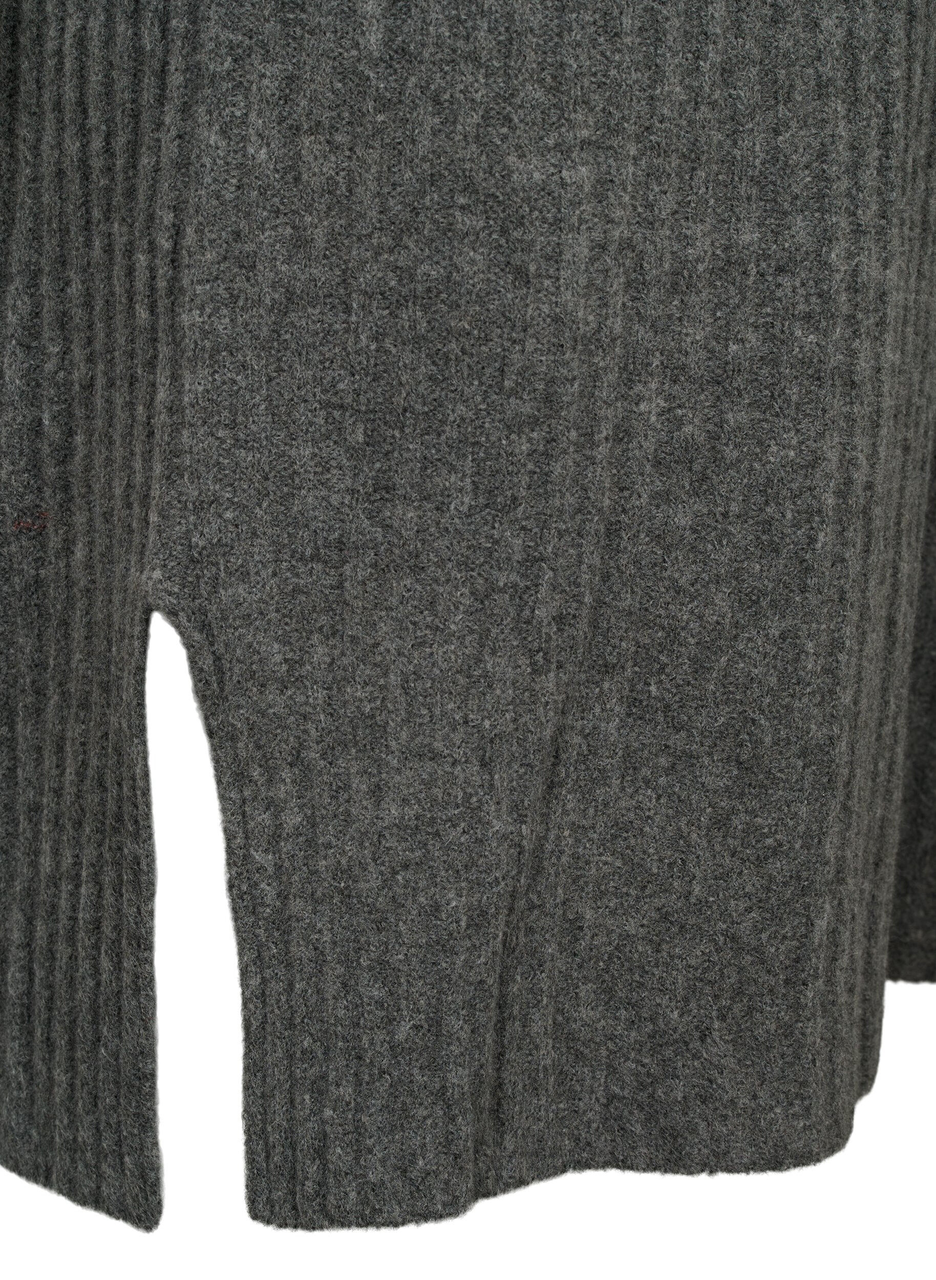 Zizzi Robe en Tricot C&ocirc;tel&eacute; avec Col roul&eacute;, Dark Grey Melange, Packshot image number 3