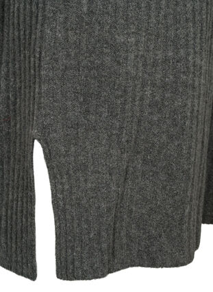 Robe en Tricot Côtelé avec Col roulé, Dark Grey Melange, Packshot image number 3