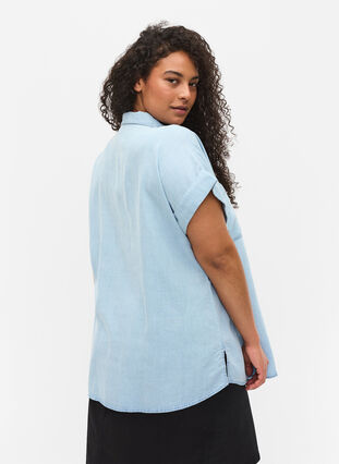 Chemise à manches courtes avec poches de poitrine, Light blue denim, Model image number 1