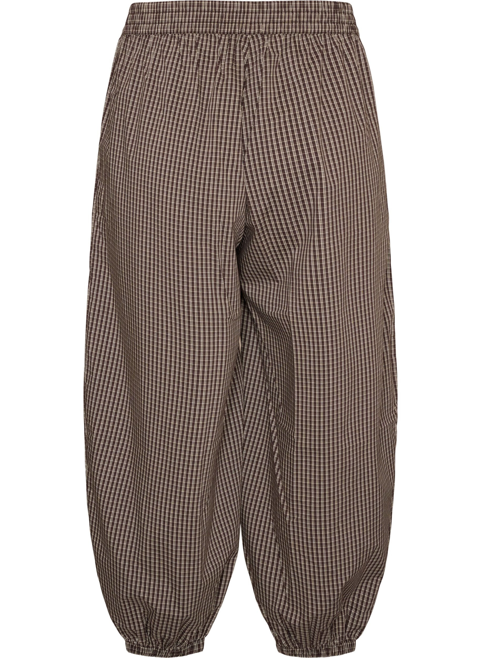 ZizziBalloonbroek met hoge taille en all-overpatroon, Bruin, Packshot image number 1