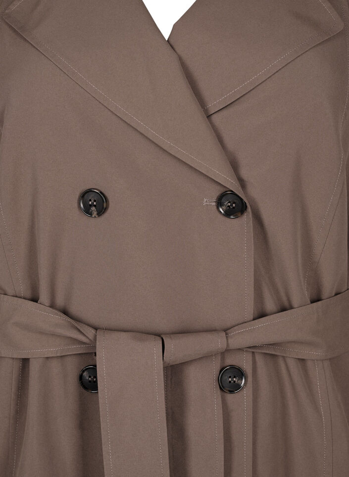 Trenchcoat met riem en split, Chocolate Chip, Packshot image number 2