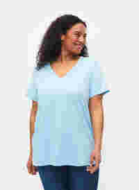 T-shirt à manches courtes avec col en V, Sky Blue, Model