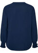 Blouse met smockmanchetten en V-hals, Blauw, Packshot image number 1