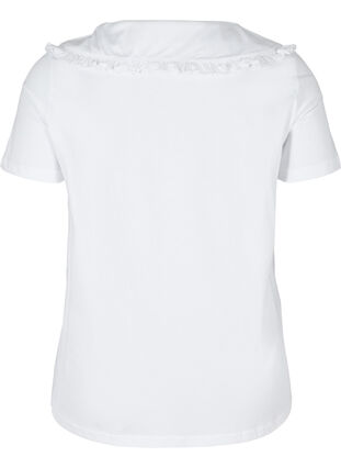 T-shirt en coton à manches courtes avec col, Bright White, Packshot image number 1