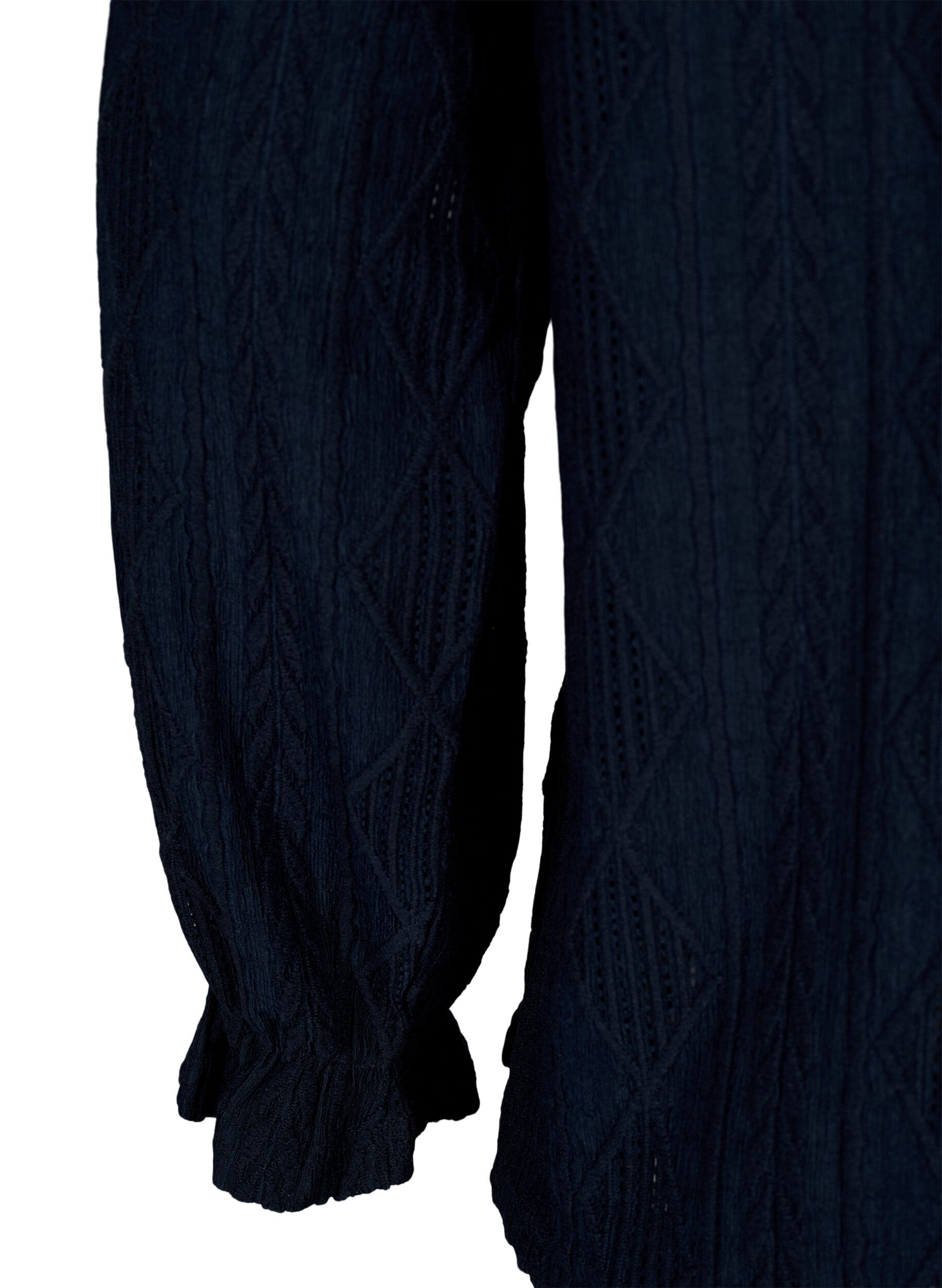 ZizziBlouse met ruches en ton-sur-ton-patroon, Night Sky, Packshot image number 3