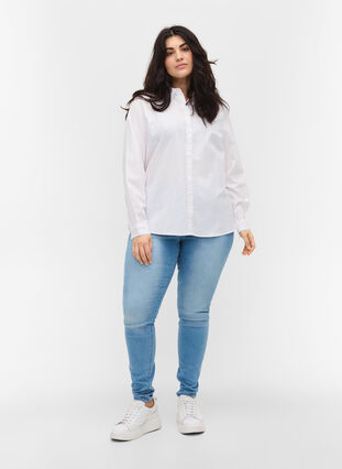 Chemise à manches longues en coton, Bright White, Model image number 2