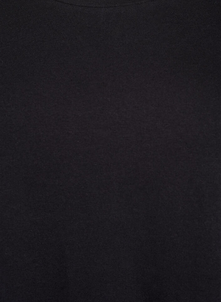 T-shirt met broderie anglaise en geschulpte randen, Zwart, Packshot image number 2