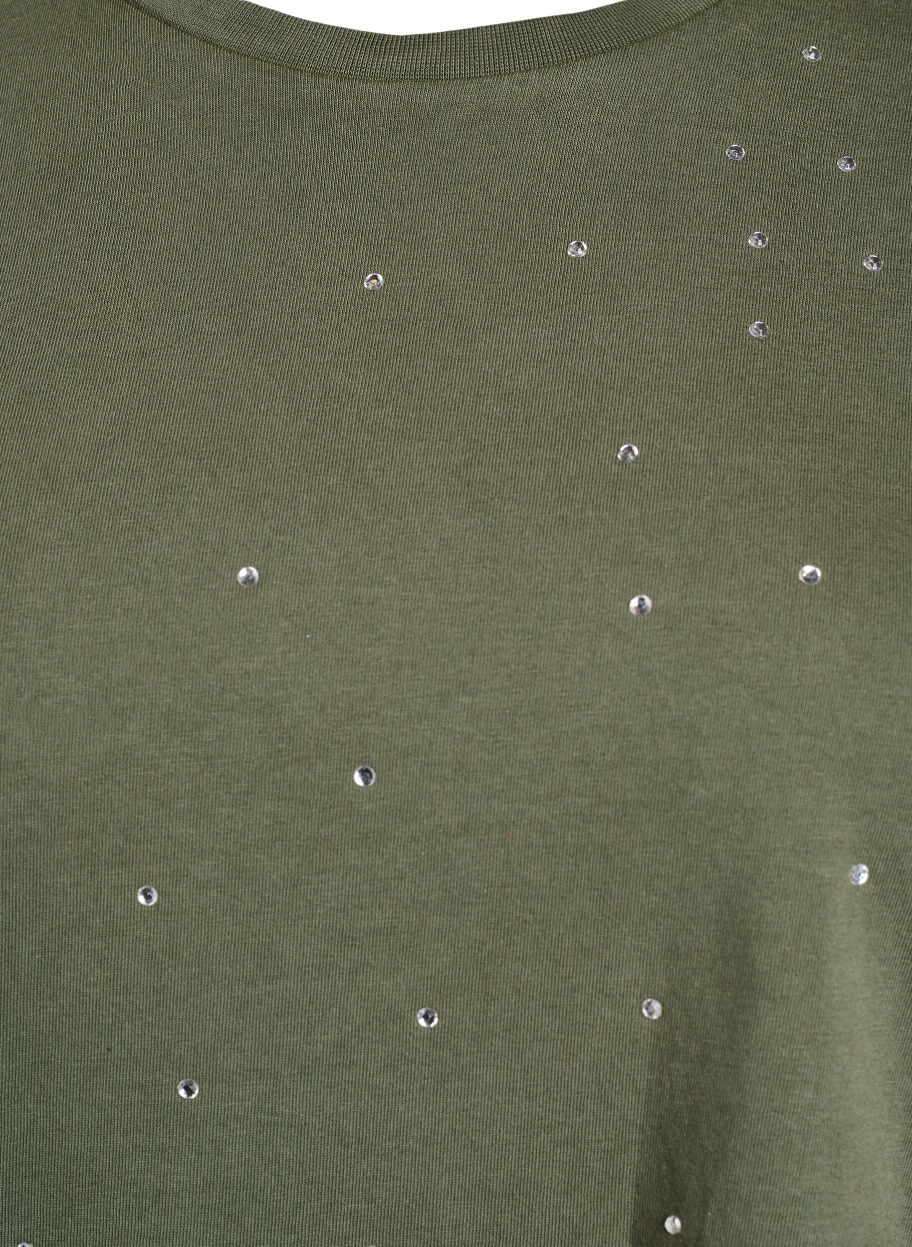 Zizzi T-shirt en coton biologique avec une impression cool, Vert, Packshot image number 2