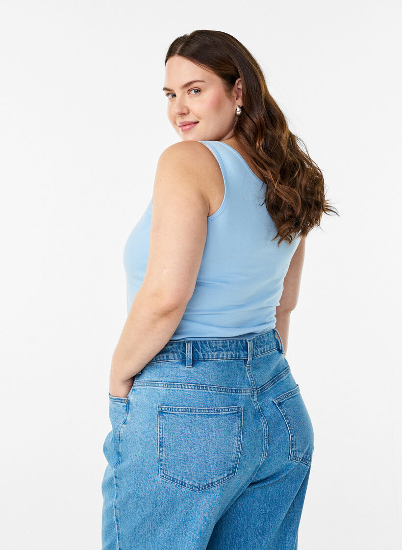 Haut basic uni en coton, Bleu Clair, Model image number 2